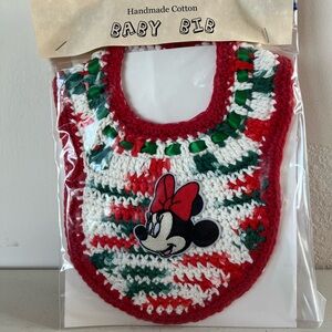 Disney Crochet Baby Bib - Red, Green, and White